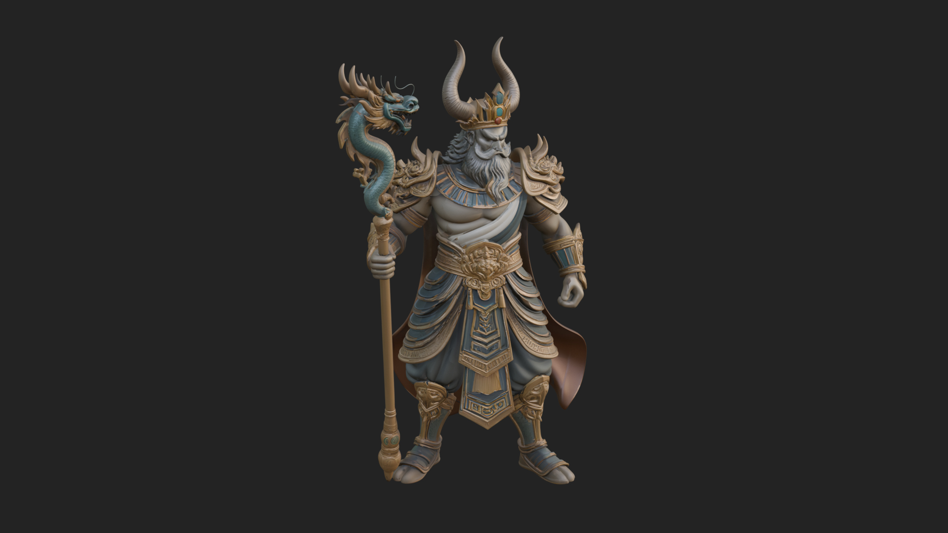 Crowned Jade Deity Statue Design 7 3D Print Model 3D Model