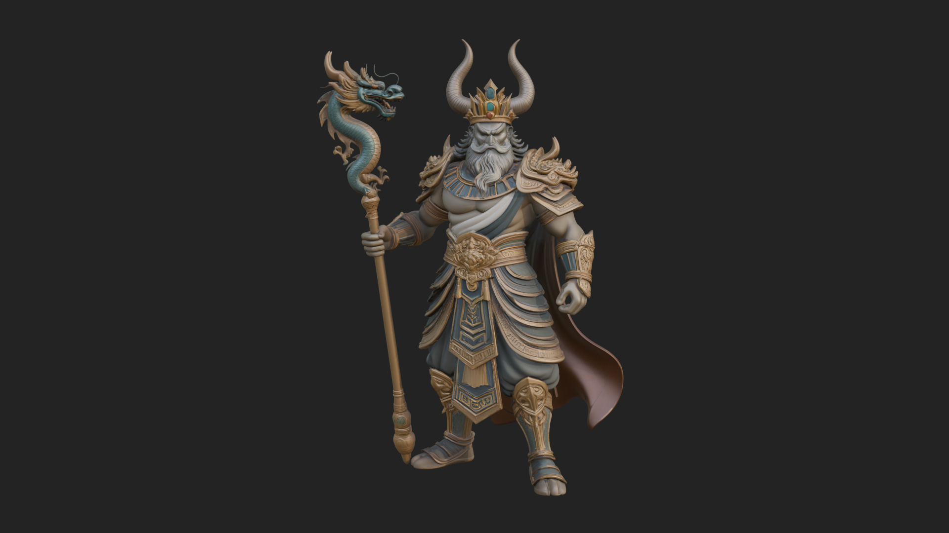 Crowned Jade Deity Statue Design 7 3D Print Model 3D Model