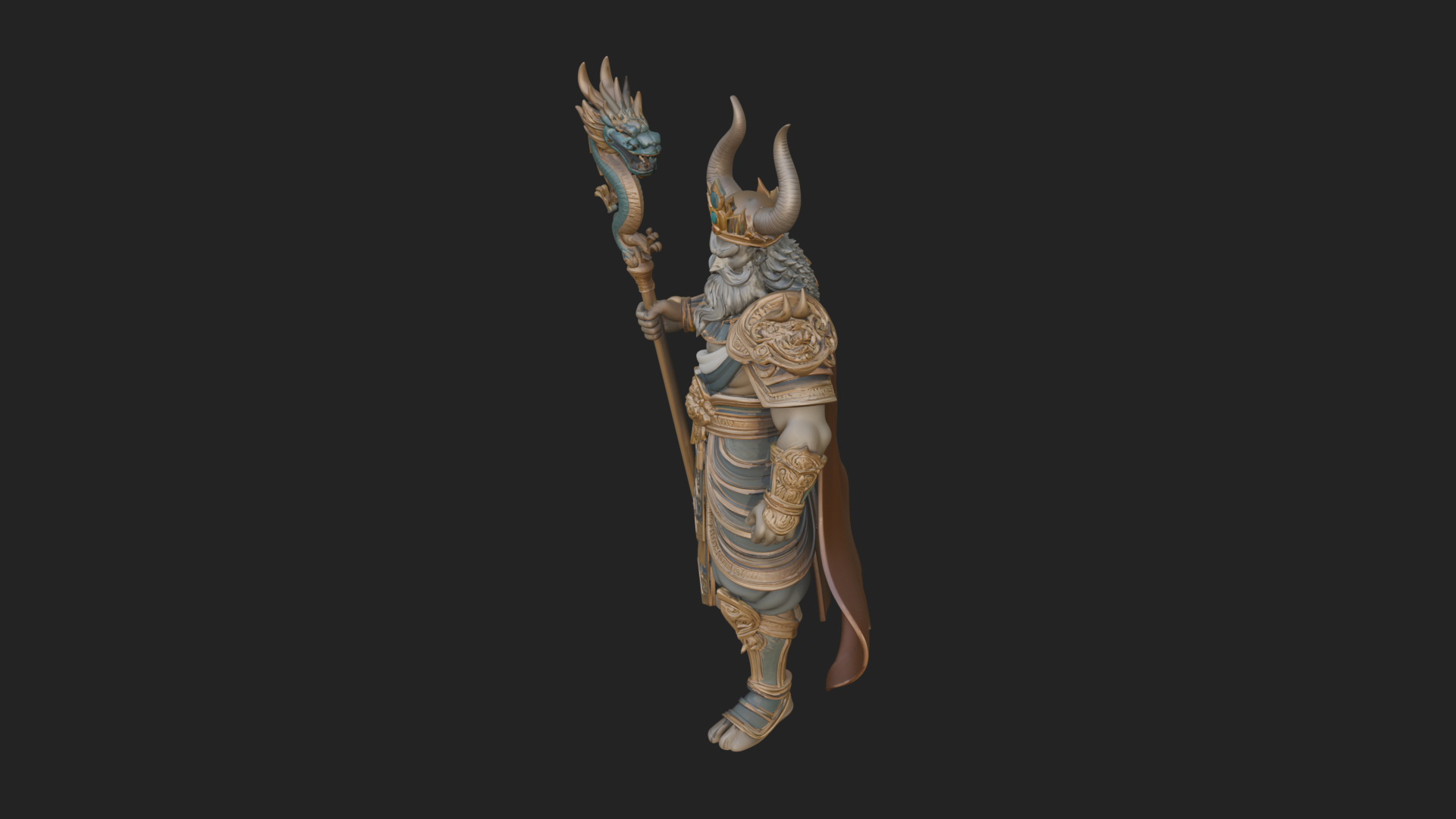 Crowned Jade Deity Statue Design 7 3D Print Model 3D Model