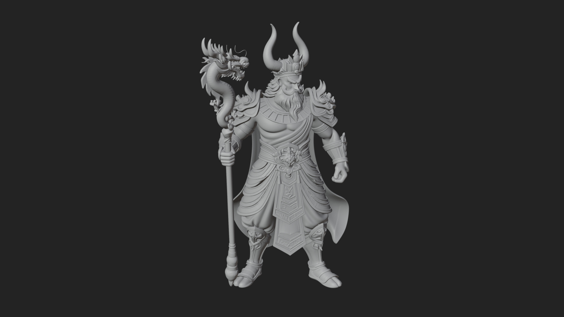 Crowned Jade Deity Statue Design 7 3D Print Model 3D Model
