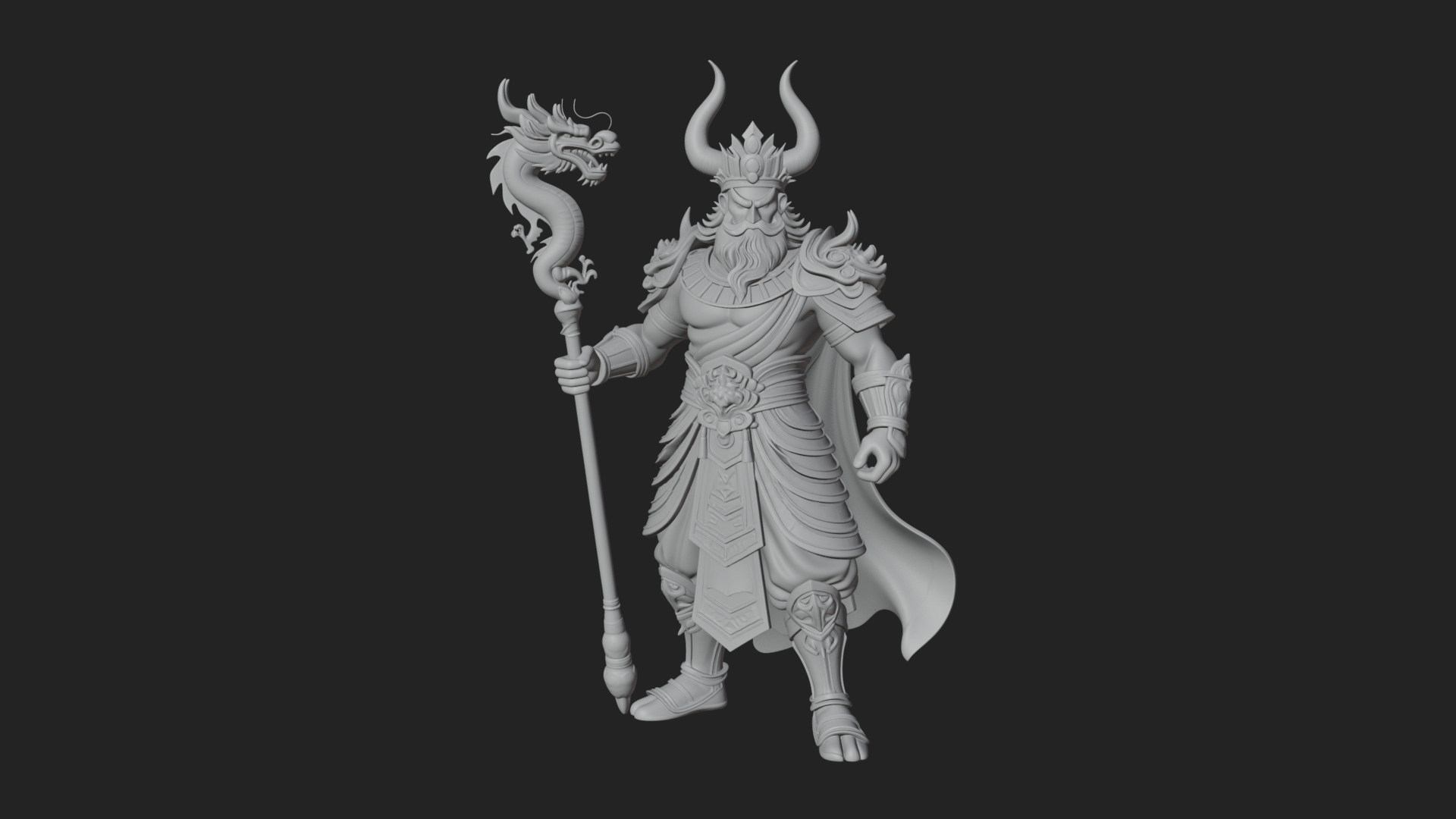 Crowned Jade Deity Statue Design 7 3D Print Model 3D Model
