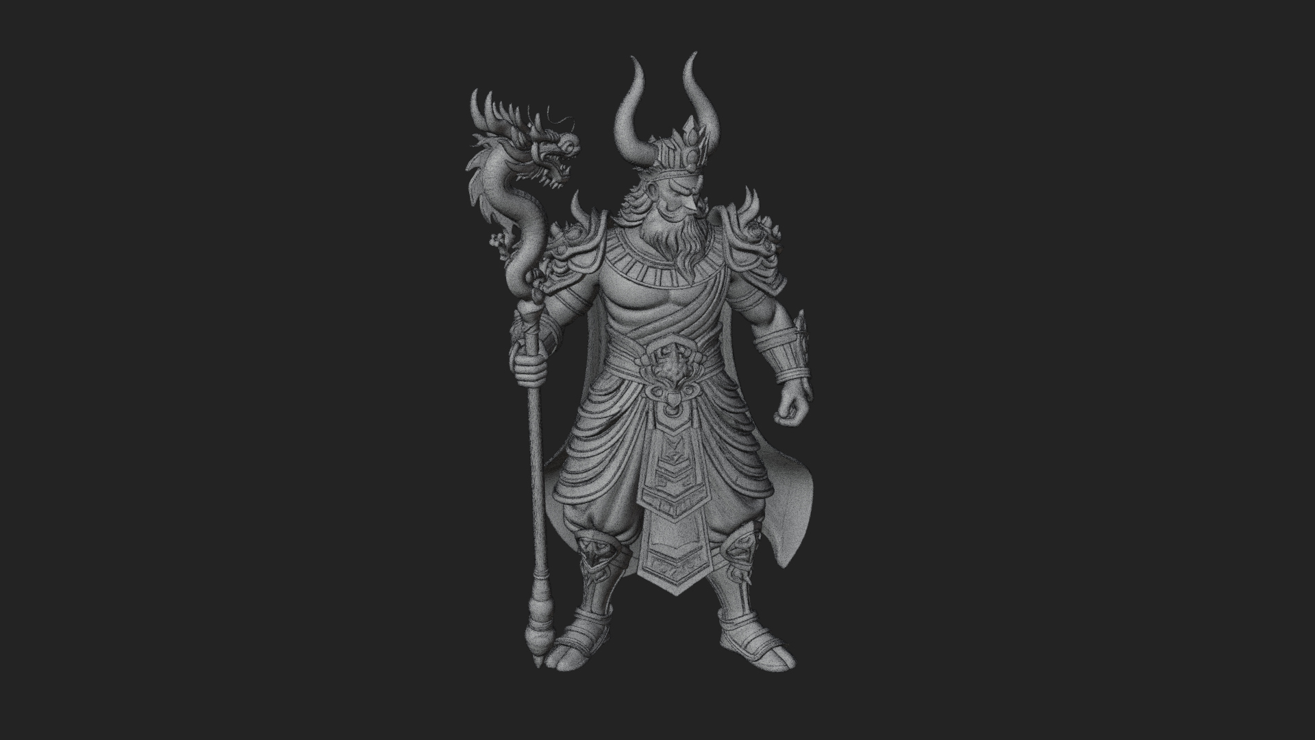 Crowned Jade Deity Statue Design 7 3D Print Model 3D Model