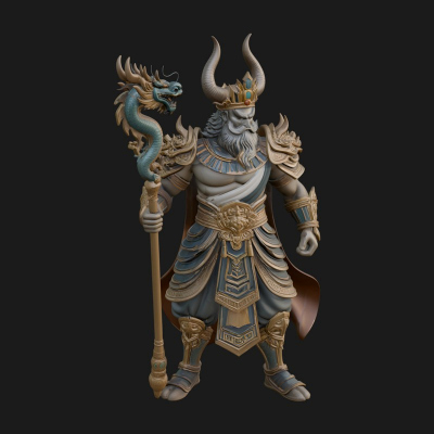 Crowned Jade Deity Statue Design 7 3D Print Model