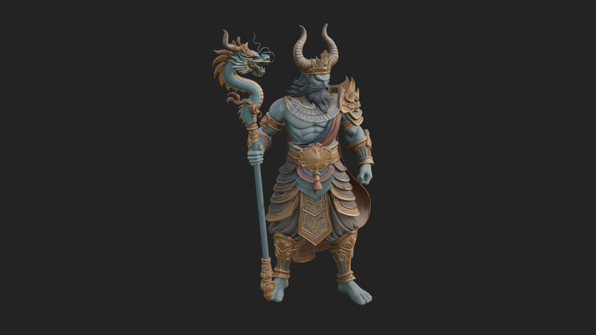 Crowned Jade Deity Statue Design 8 3D Print Model 3D Model