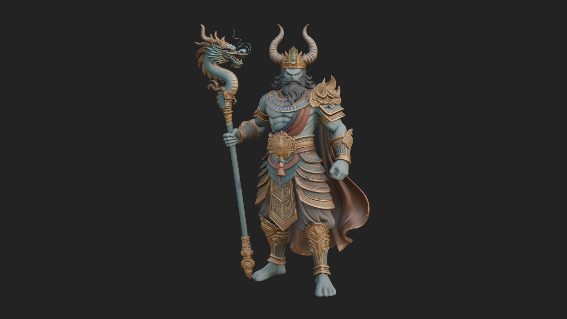 Crowned Jade Deity Statue Design 8 3D Print Model 3D Model