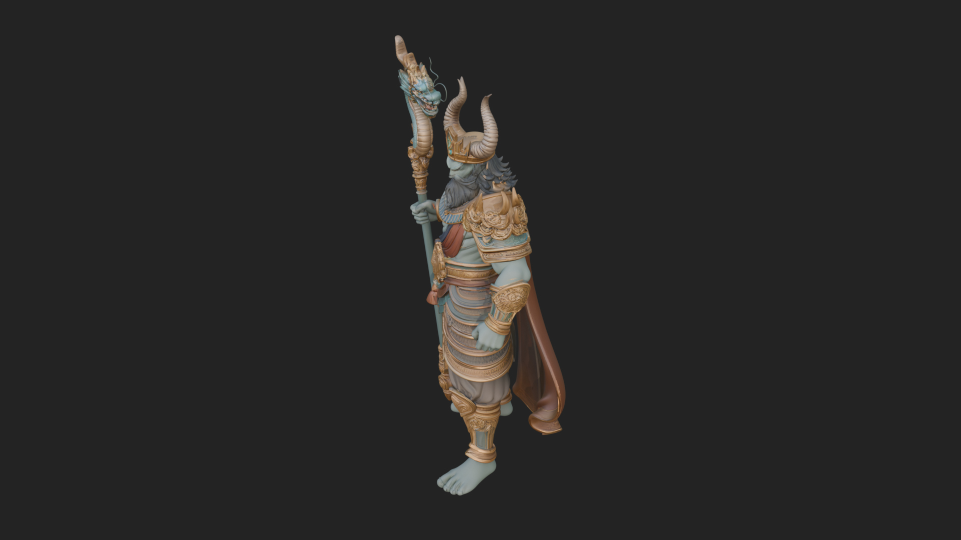 Crowned Jade Deity Statue Design 8 3D Print Model 3D Model