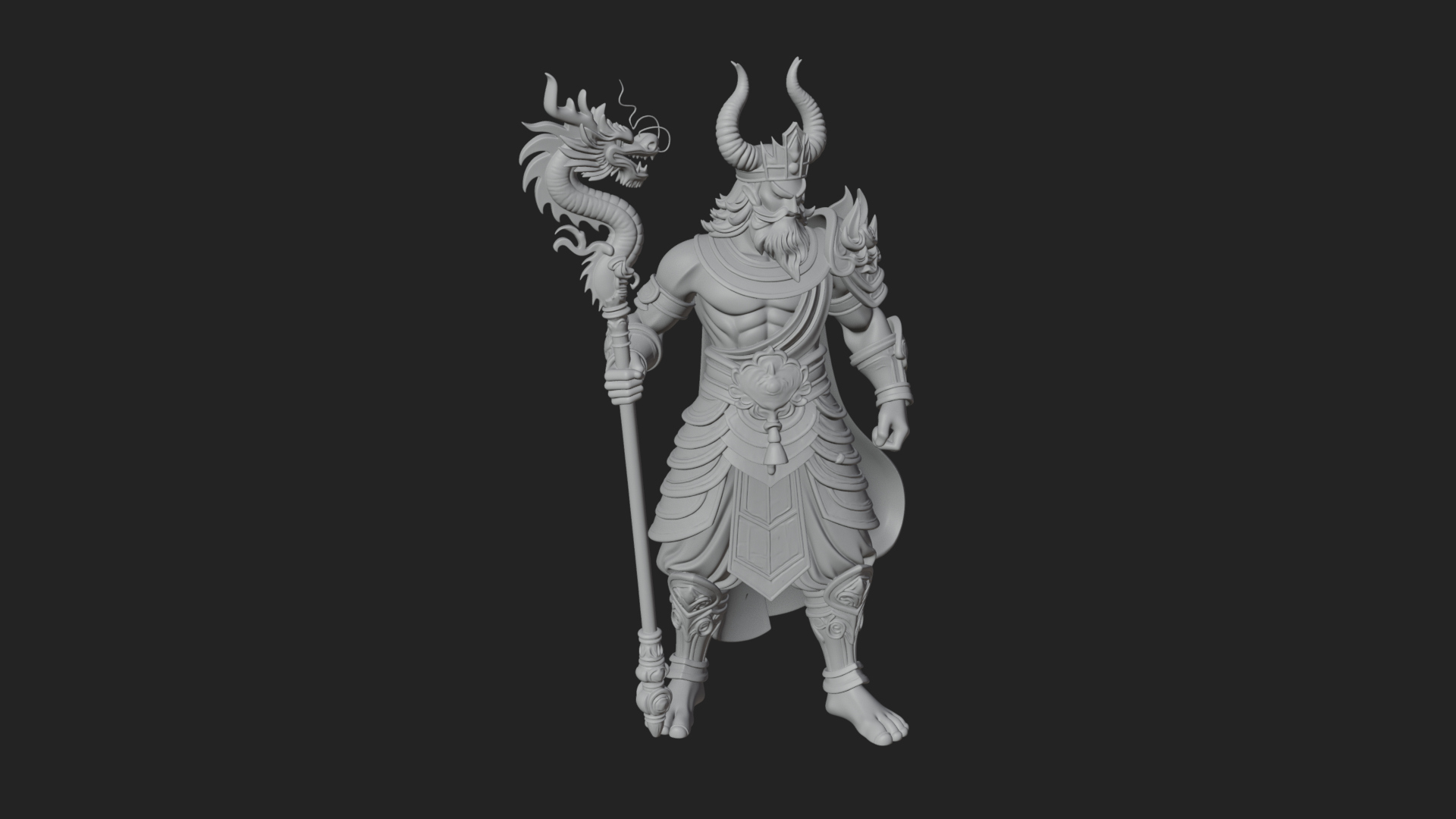 Crowned Jade Deity Statue Design 8 3D Print Model 3D Model