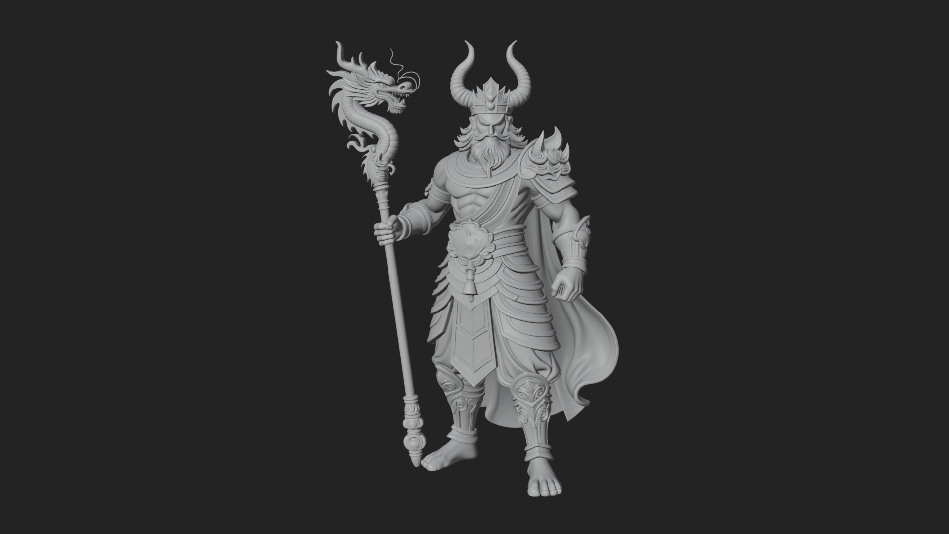 Crowned Jade Deity Statue Design 8 3D Print Model 3D Model