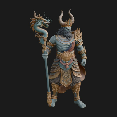 Crowned Jade Deity Statue Design 8 3D Print Model