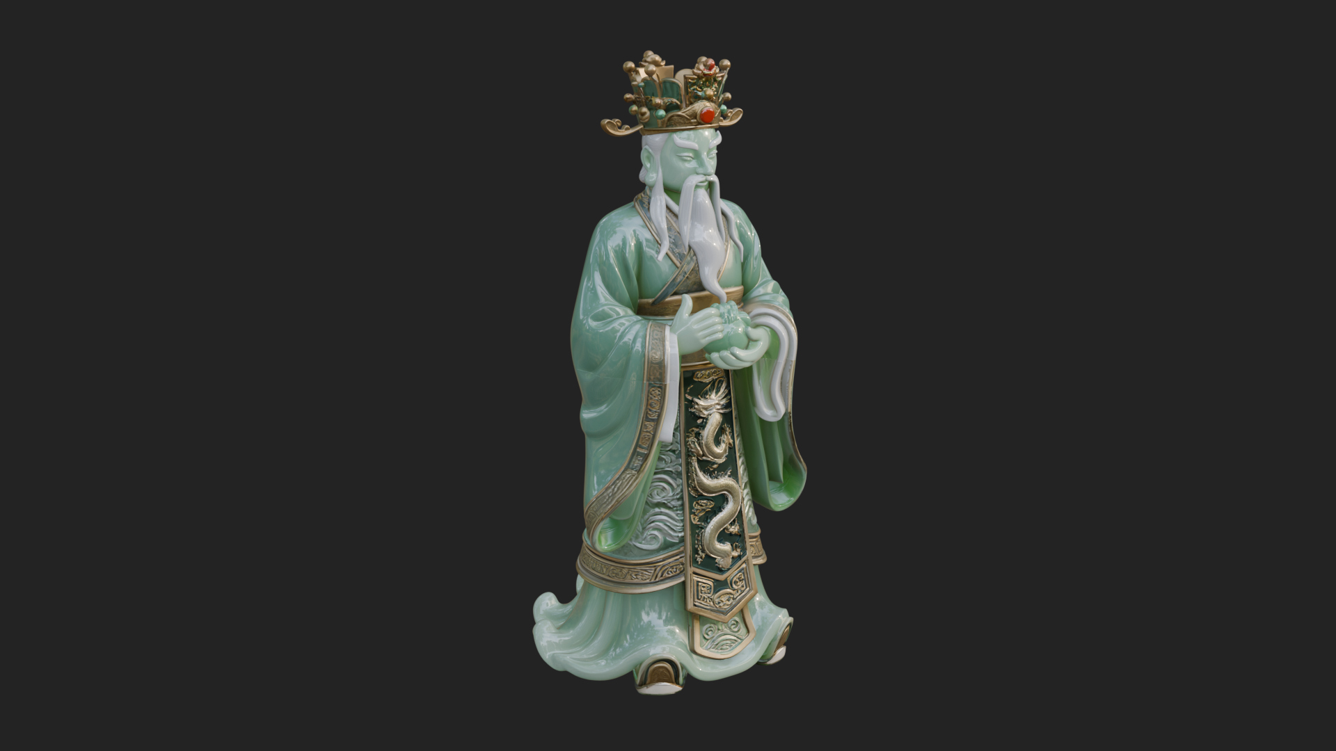 Crowned Jade Deity Statue Design 9 3D Print Model 3D Model