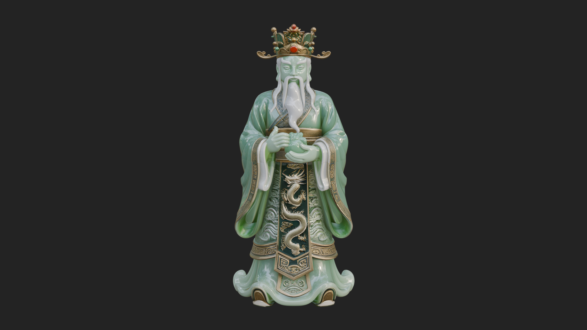 Crowned Jade Deity Statue Design 9 3D Print Model 3D Model