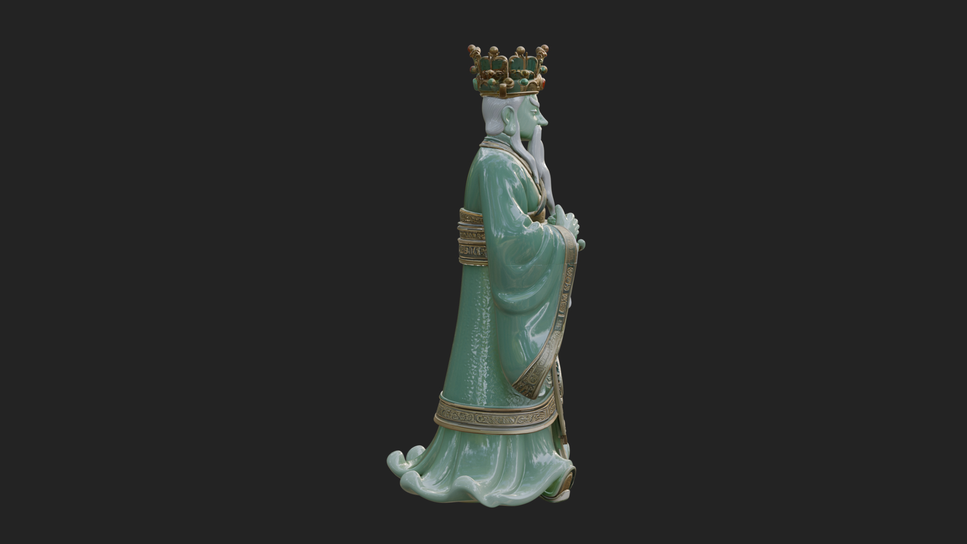 Crowned Jade Deity Statue Design 9 3D Print Model 3D Model