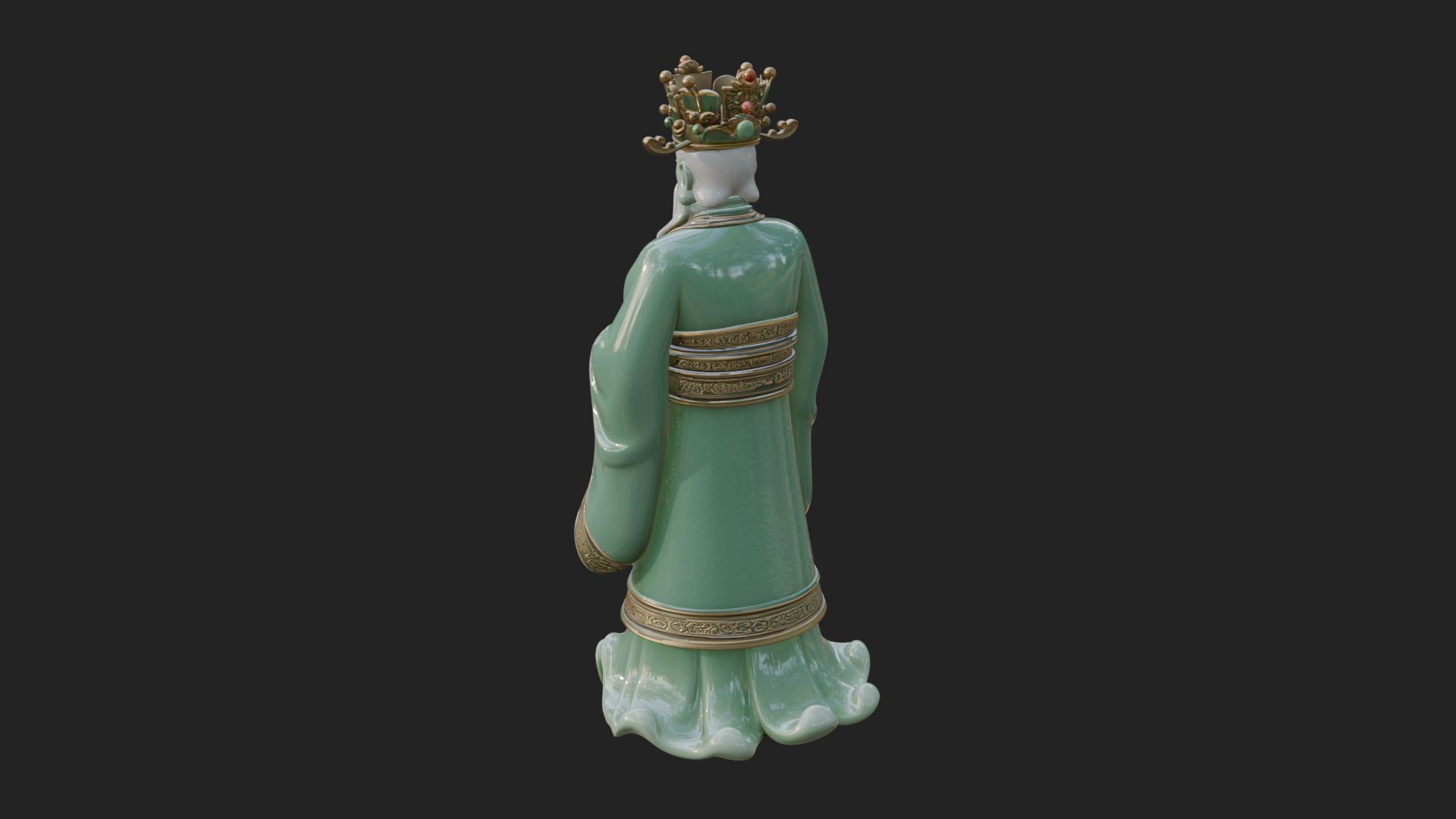 Crowned Jade Deity Statue Design 9 3D Print Model 3D Model