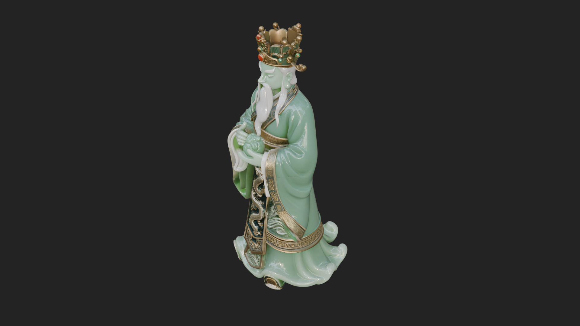 Crowned Jade Deity Statue Design 9 3D Print Model 3D Model