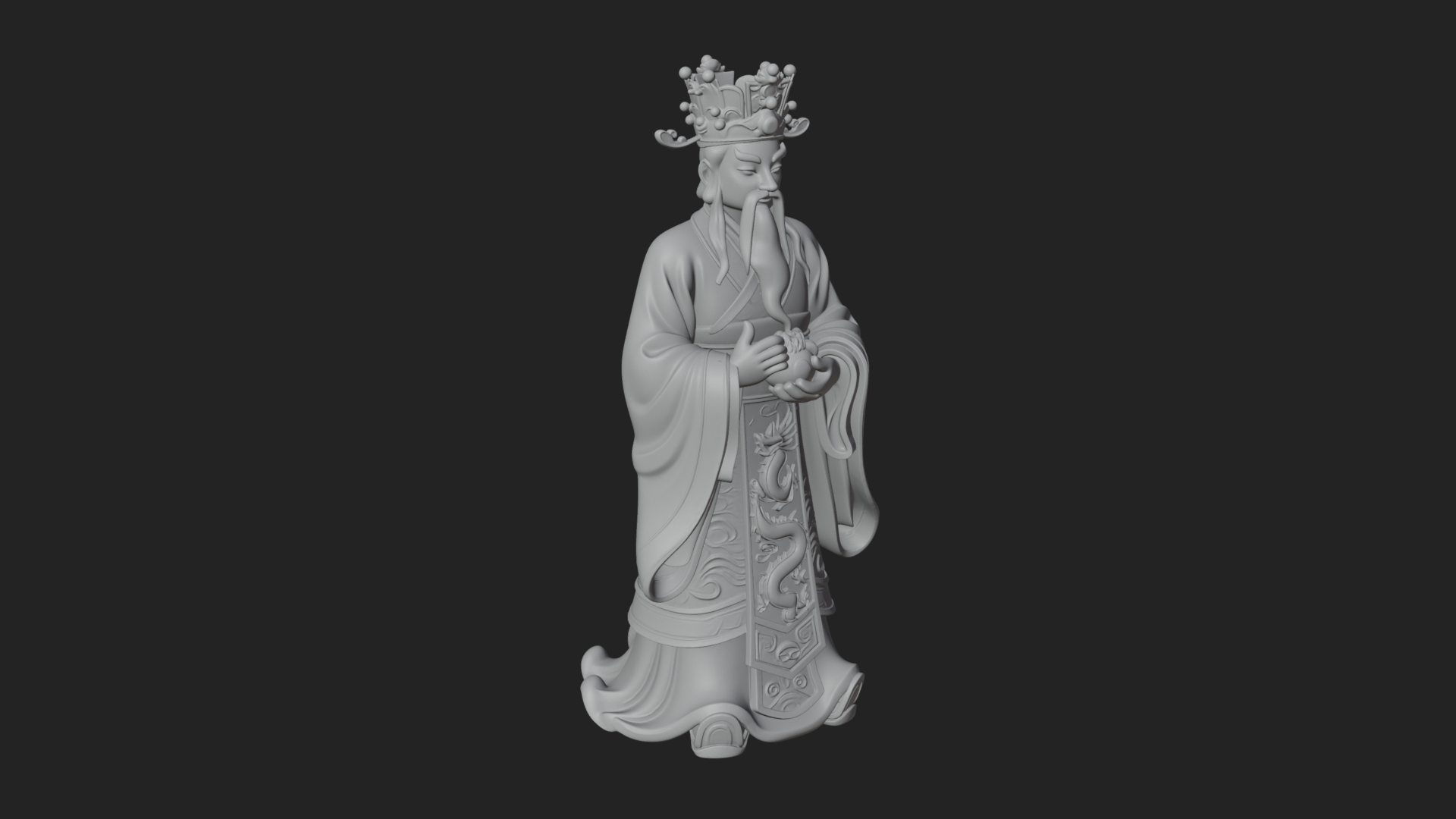 Crowned Jade Deity Statue Design 9 3D Print Model 3D Model