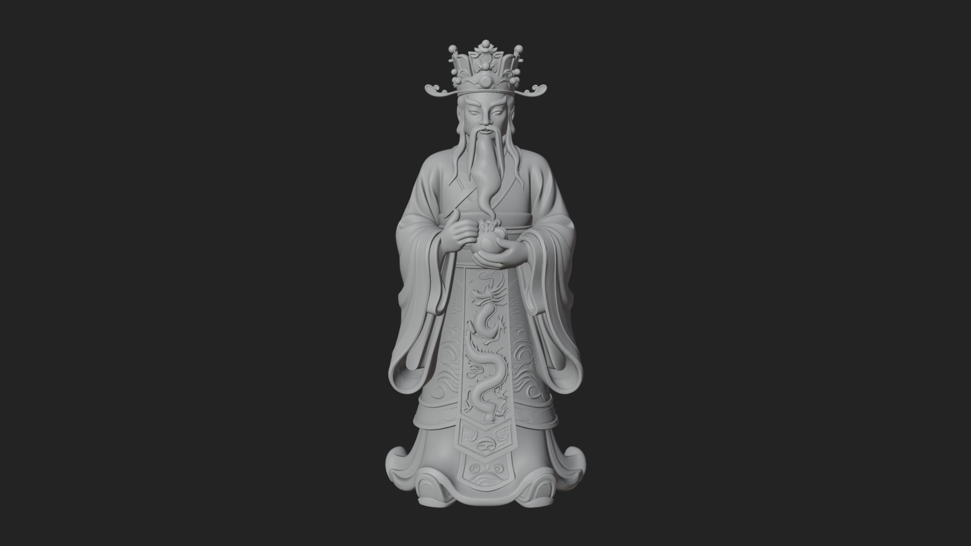 Crowned Jade Deity Statue Design 9 3D Print Model 3D Model