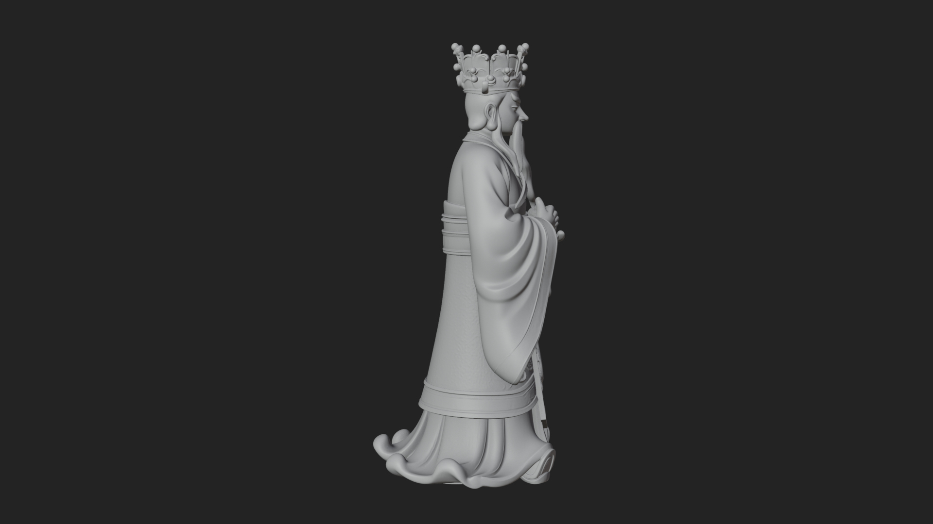 Crowned Jade Deity Statue Design 9 3D Print Model 3D Model