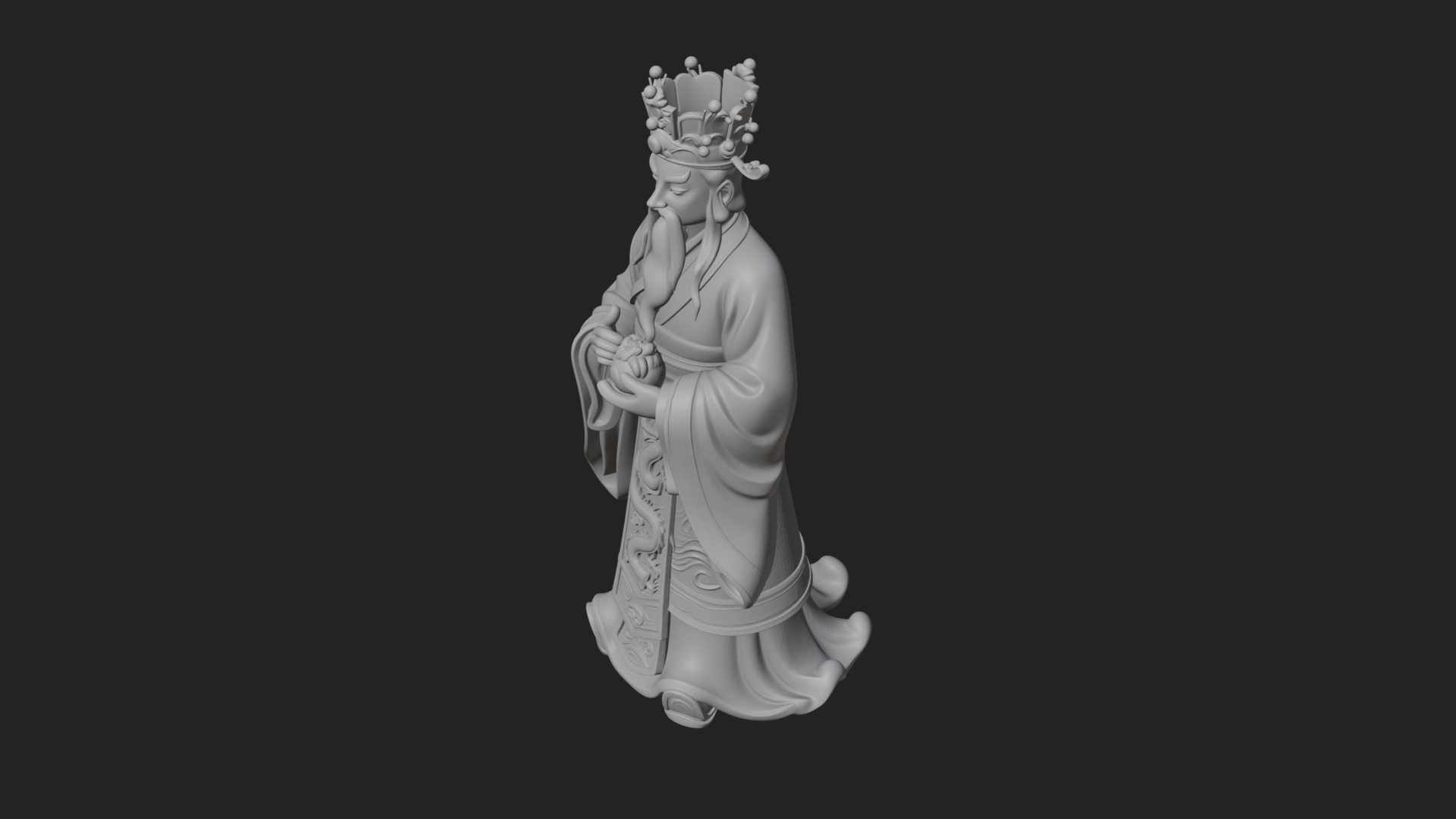 Crowned Jade Deity Statue Design 9 3D Print Model 3D Model