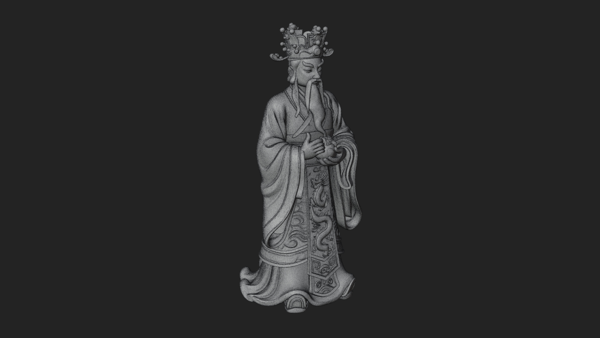 Crowned Jade Deity Statue Design 9 3D Print Model 3D Model