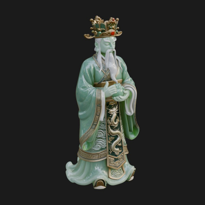Crowned Jade Deity Statue Design 9 3D Print Model