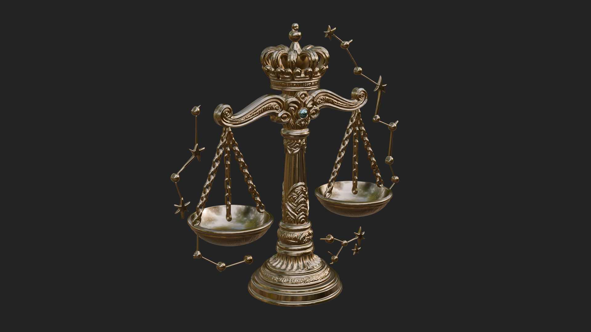 Crowned Justice Scales Model Design 1 3D Print Model 3D Model