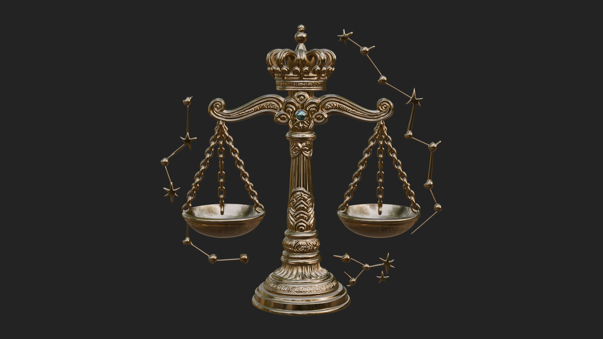 Crowned Justice Scales Model Design 1 3D Print Model 3D Model