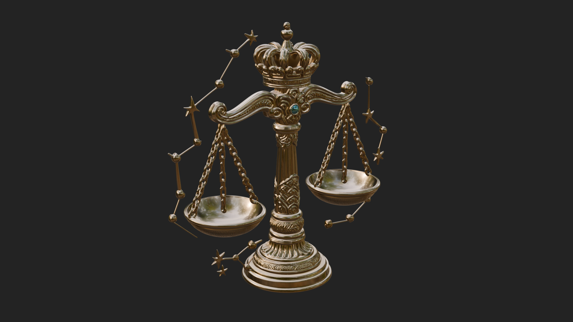 Crowned Justice Scales Model Design 1 3D Print Model 3D Model