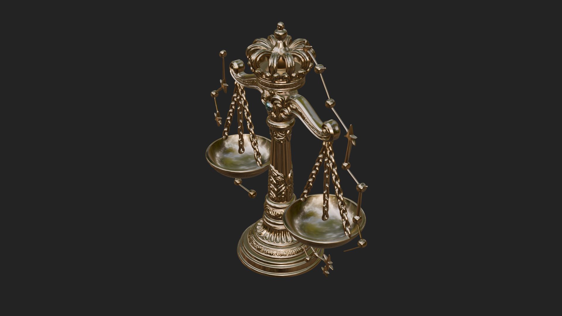 Crowned Justice Scales Model Design 1 3D Print Model 3D Model