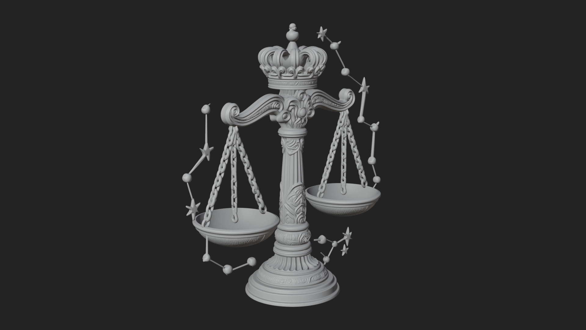 Crowned Justice Scales Model Design 1 3D Print Model 3D Model