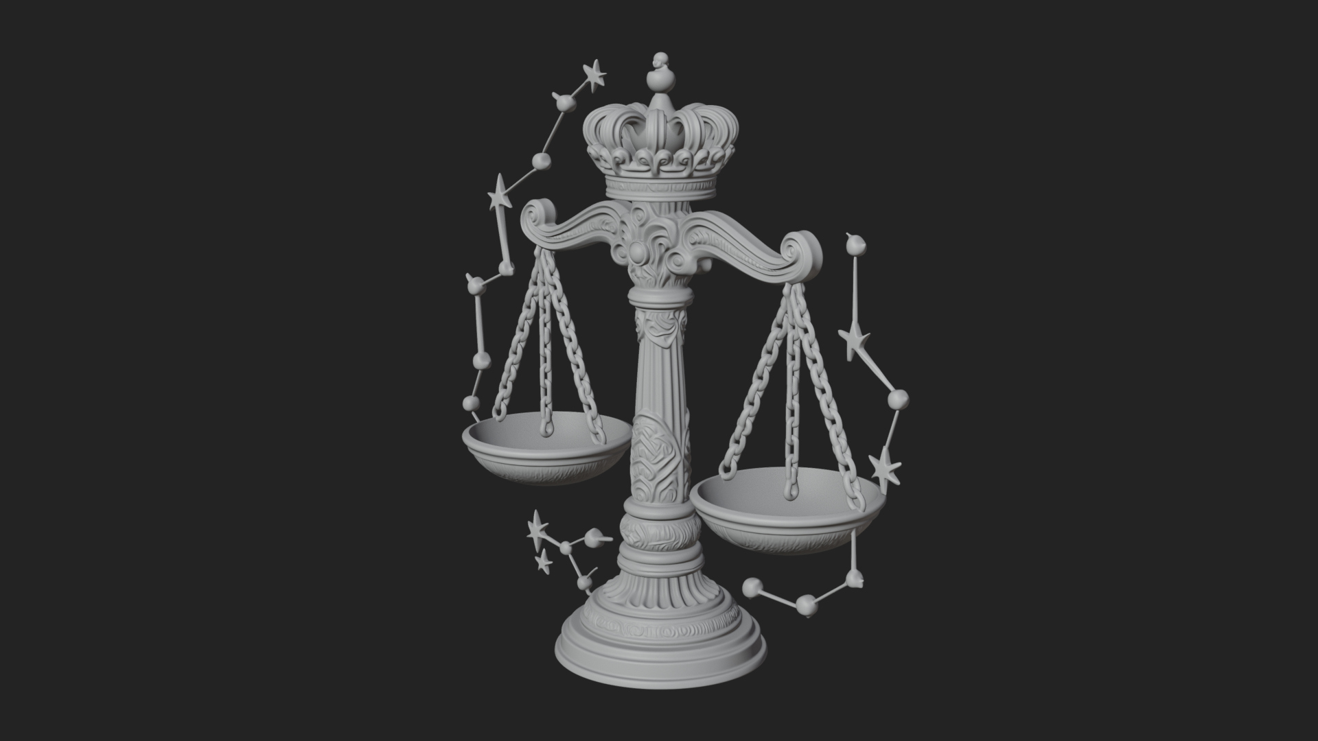 Crowned Justice Scales Model Design 1 3D Print Model 3D Model