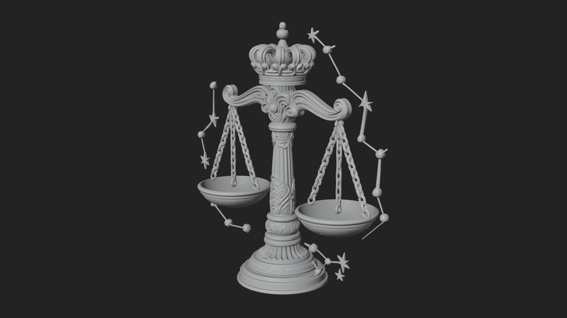 Crowned Justice Scales Model Design 1 3D Print Model 3D Model