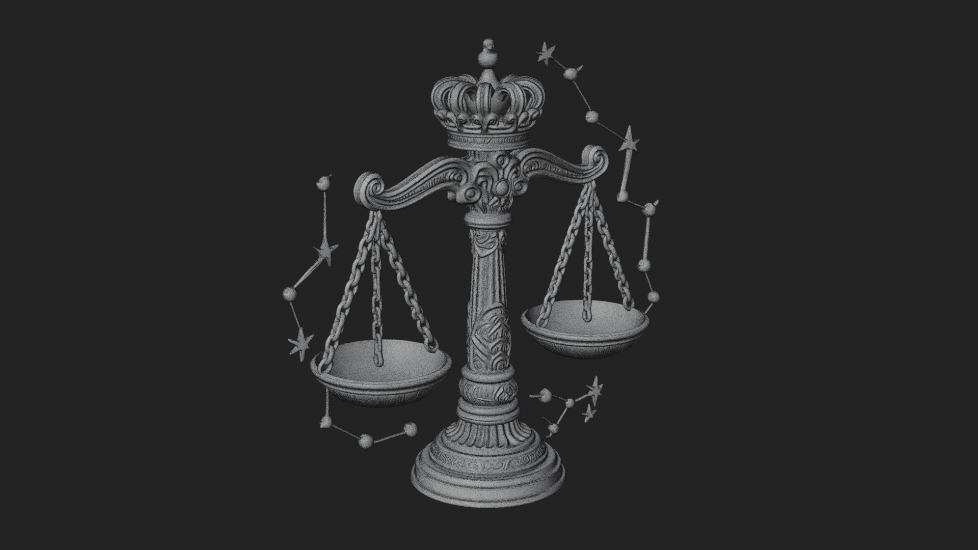 Crowned Justice Scales Model Design 1 3D Print Model 3D Model