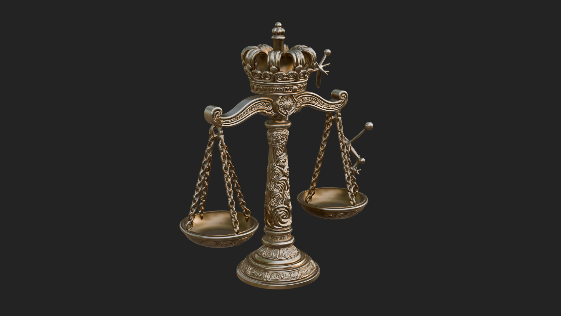Crowned Justice Scales Model Design 2 3D Print Model 3D Model