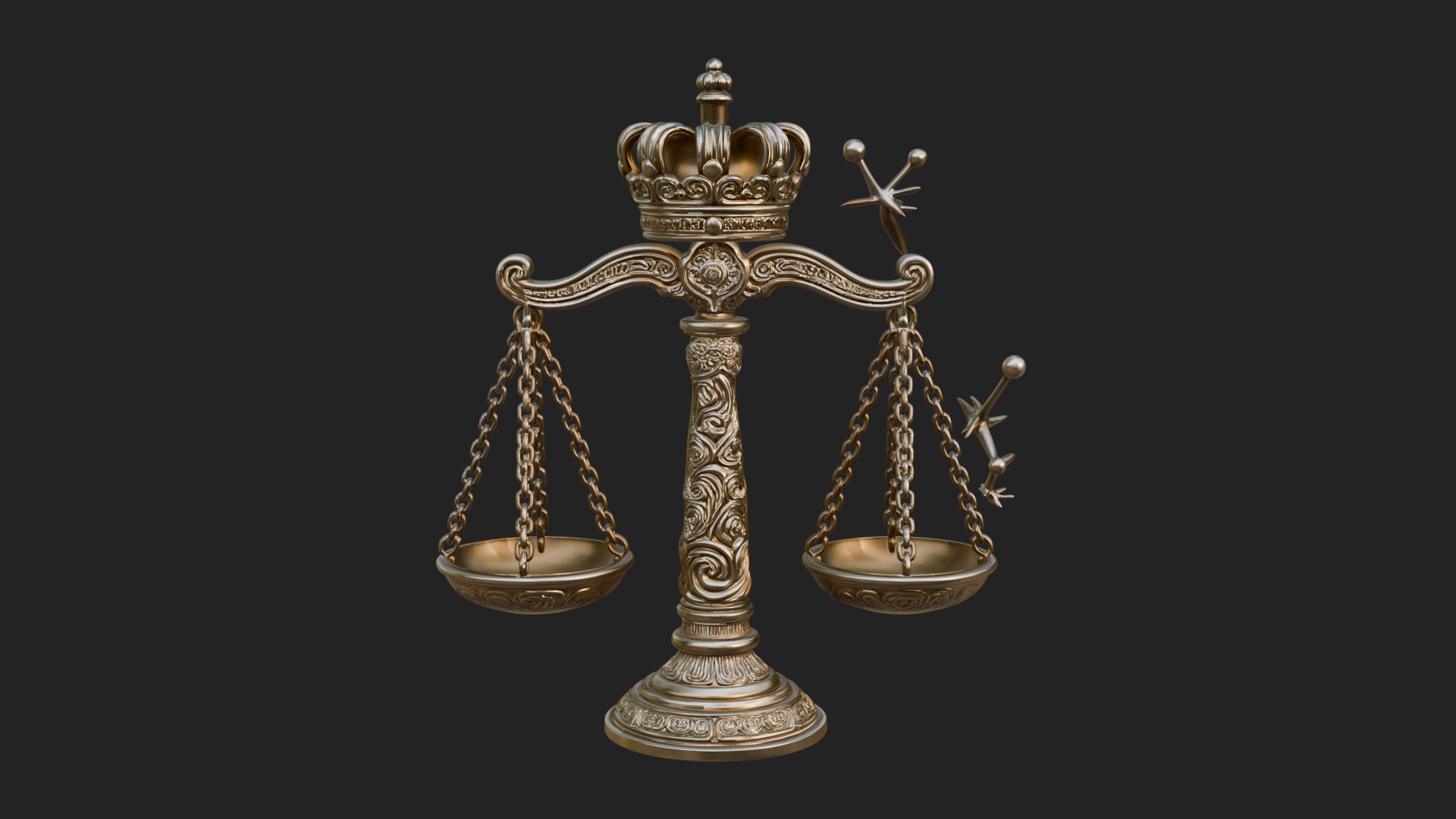 Crowned Justice Scales Model Design 2 3D Print Model 3D Model