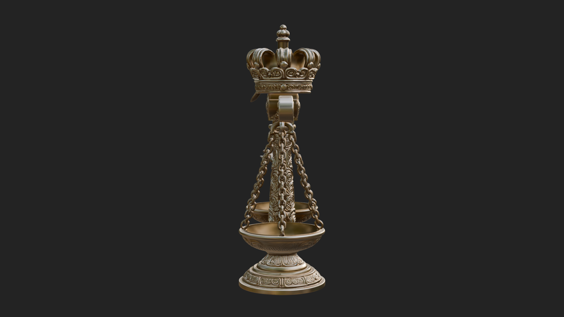 Crowned Justice Scales Model Design 2 3D Print Model 3D Model