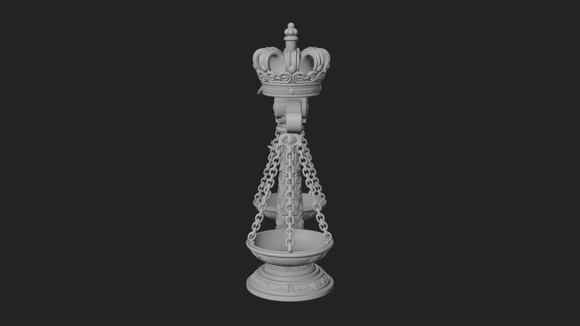 Crowned Justice Scales Model Design 2 3D Print Model 3D Model