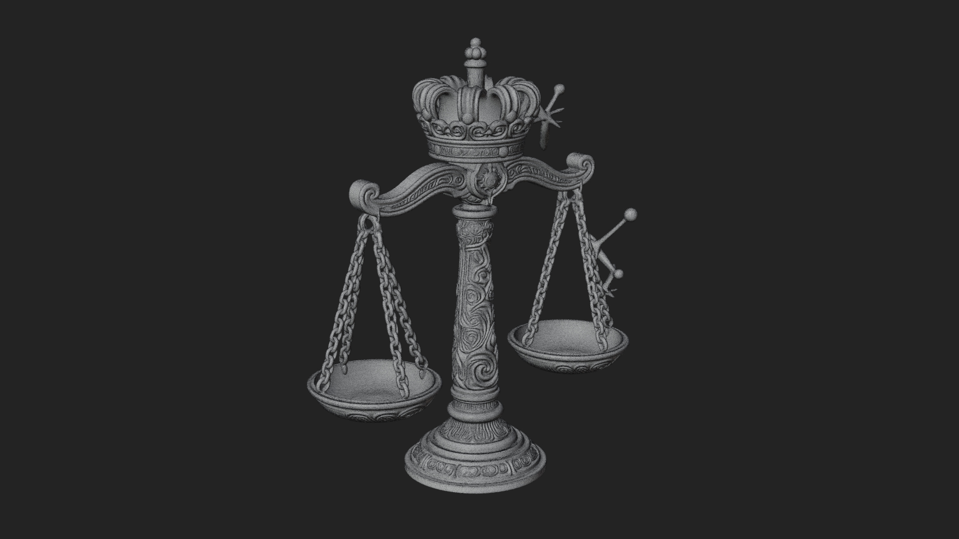 Crowned Justice Scales Model Design 2 3D Print Model 3D Model