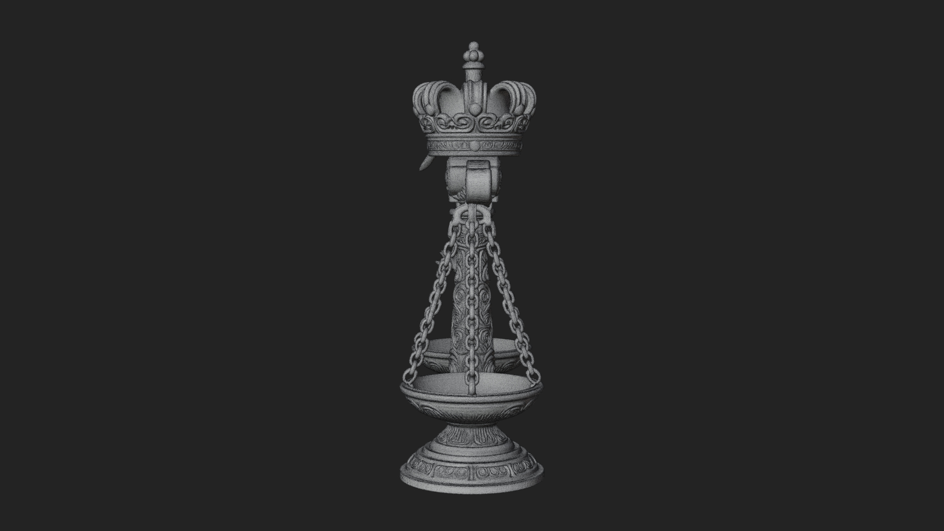 Crowned Justice Scales Model Design 2 3D Print Model 3D Model