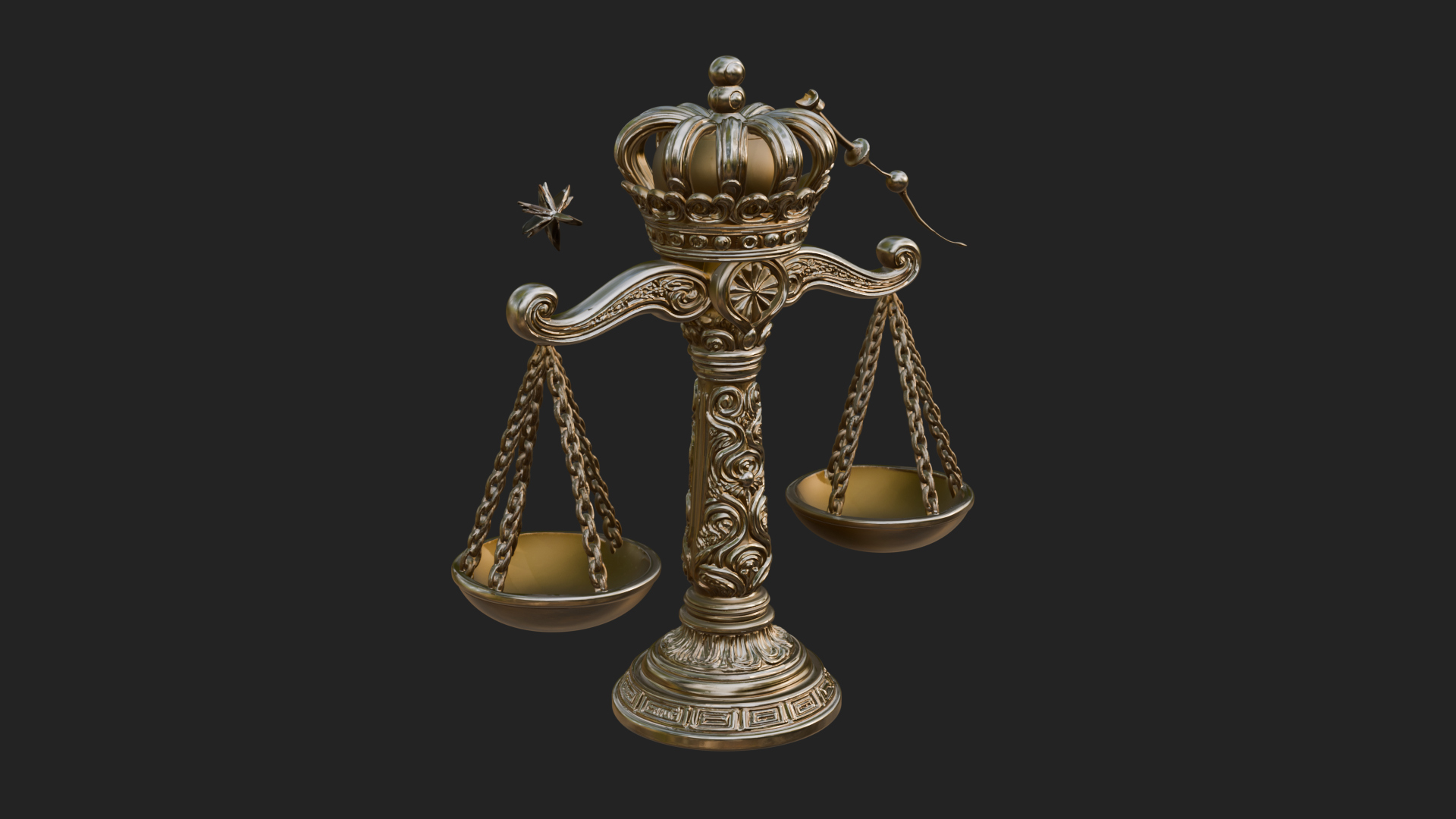 Crowned Justice Scales Model Design 3 3D Print Model 3D Model