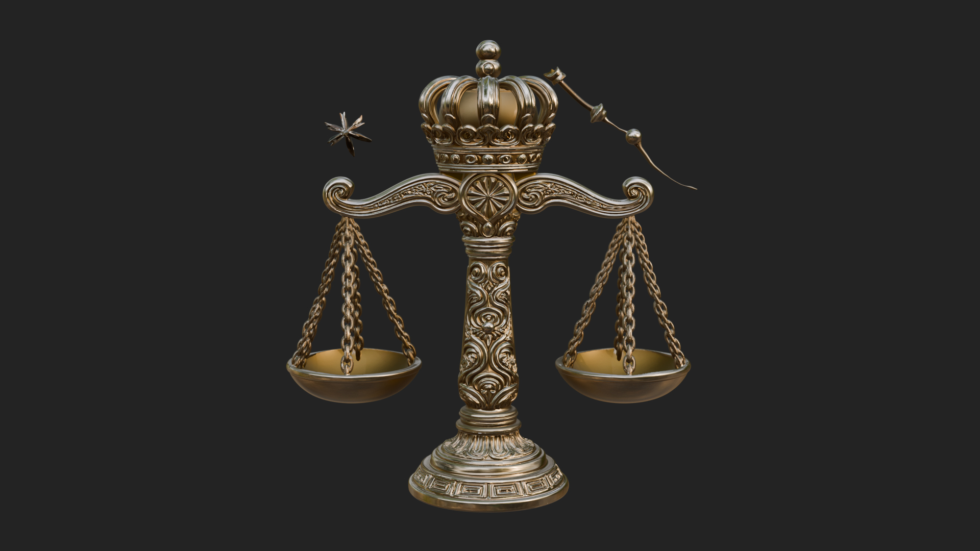 Crowned Justice Scales Model Design 3 3D Print Model 3D Model