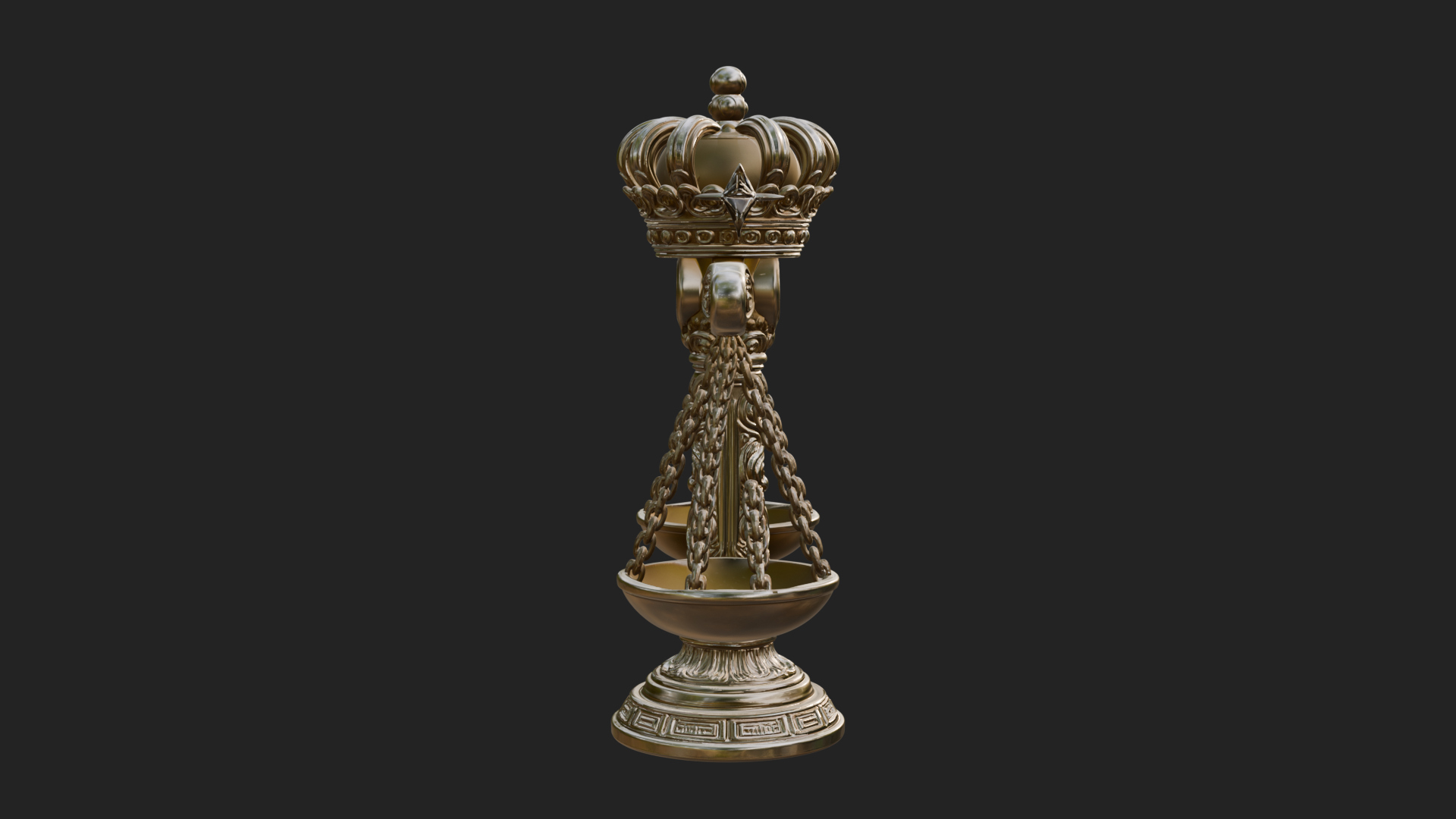 Crowned Justice Scales Model Design 3 3D Print Model 3D Model