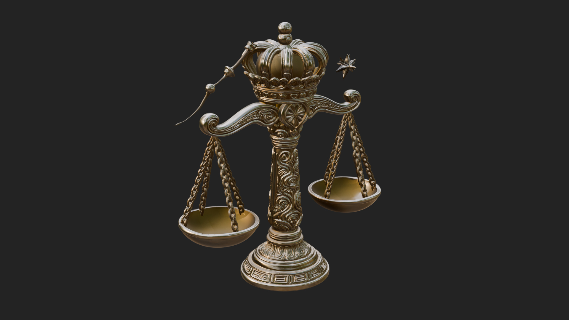 Crowned Justice Scales Model Design 3 3D Print Model 3D Model