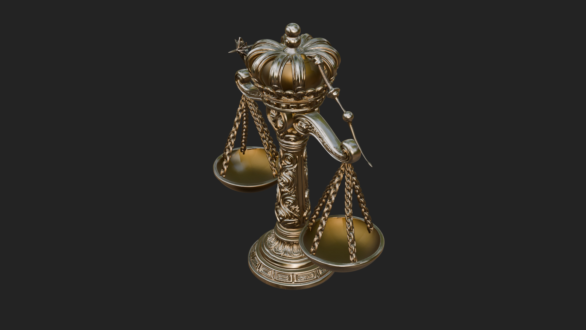 Crowned Justice Scales Model Design 3 3D Print Model 3D Model