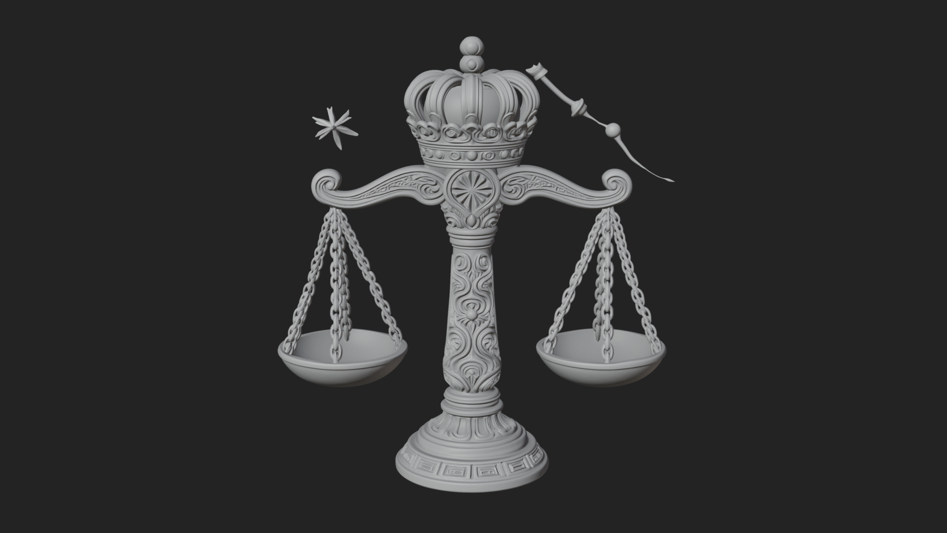 Crowned Justice Scales Model Design 3 3D Print Model 3D Model