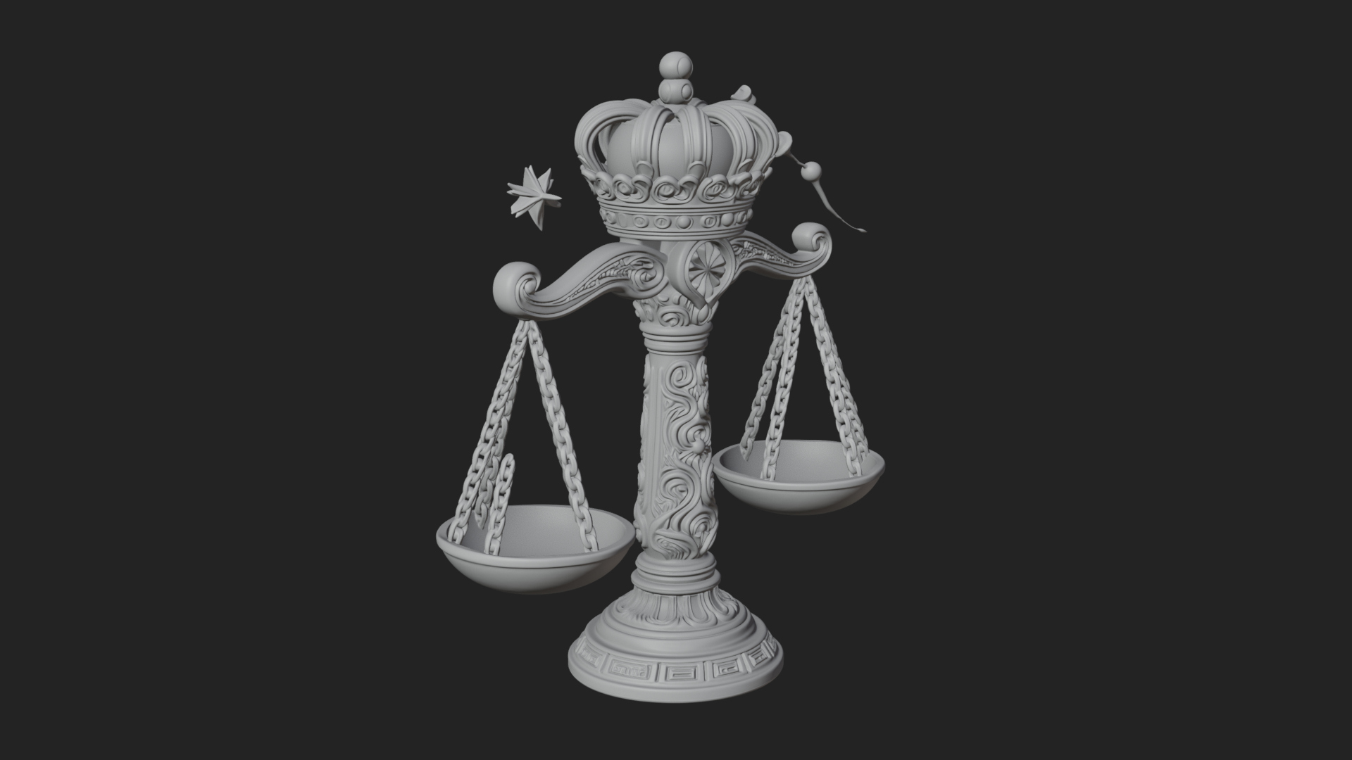Crowned Justice Scales Model Design 3 3D Print Model 3D Model