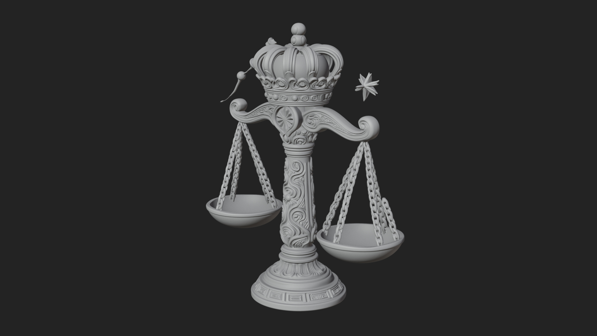 Crowned Justice Scales Model Design 3 3D Print Model 3D Model
