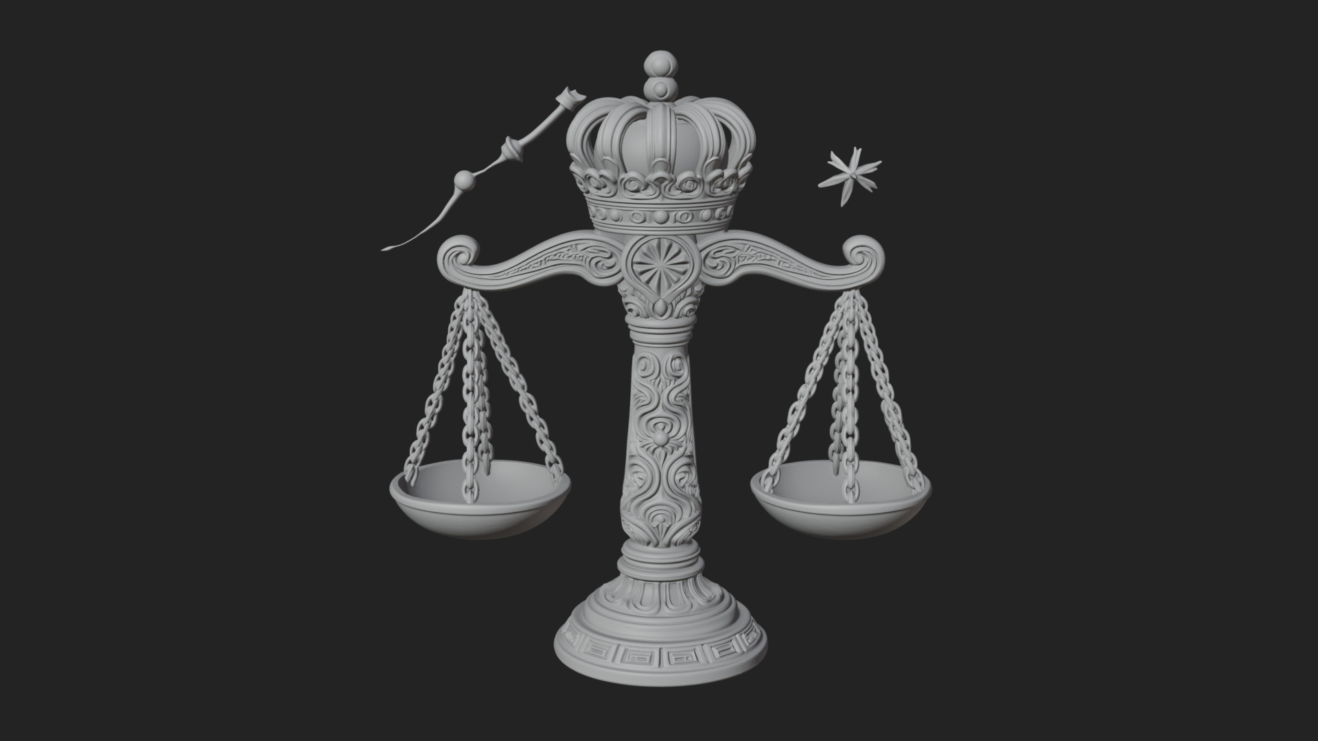 Crowned Justice Scales Model Design 3 3D Print Model 3D Model
