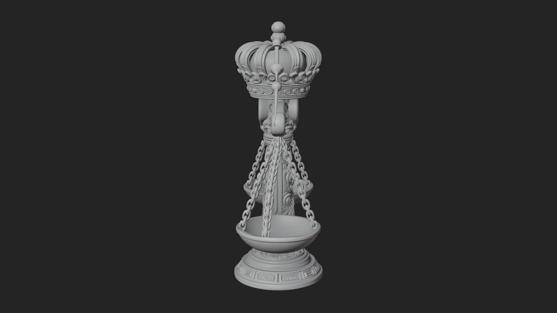 Crowned Justice Scales Model Design 3 3D Print Model 3D Model