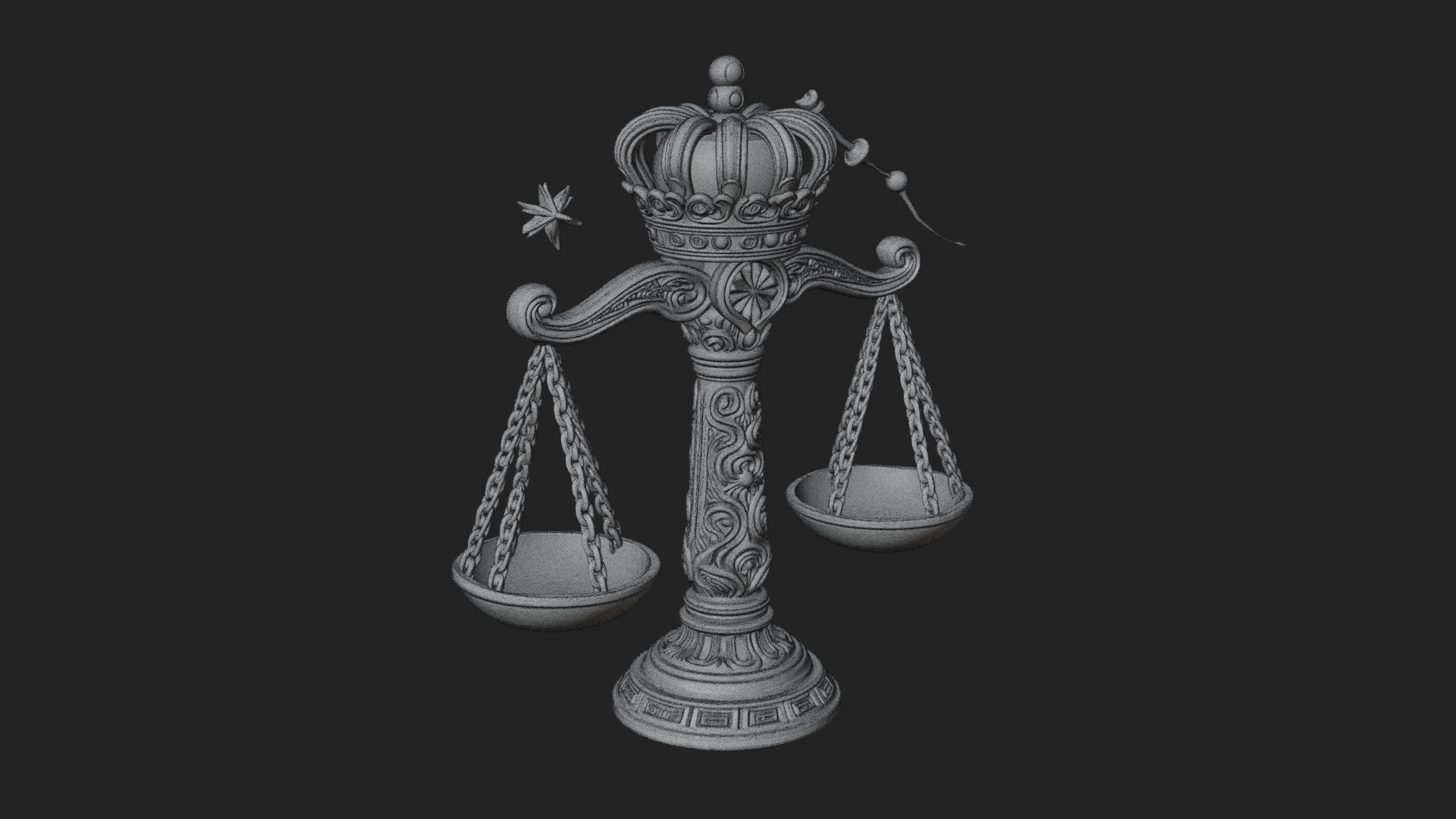 Crowned Justice Scales Model Design 3 3D Print Model 3D Model