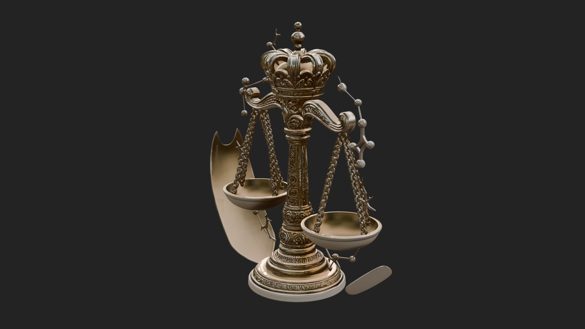 Crowned Justice Scales Model Design 4 3D Print Model 3D Model
